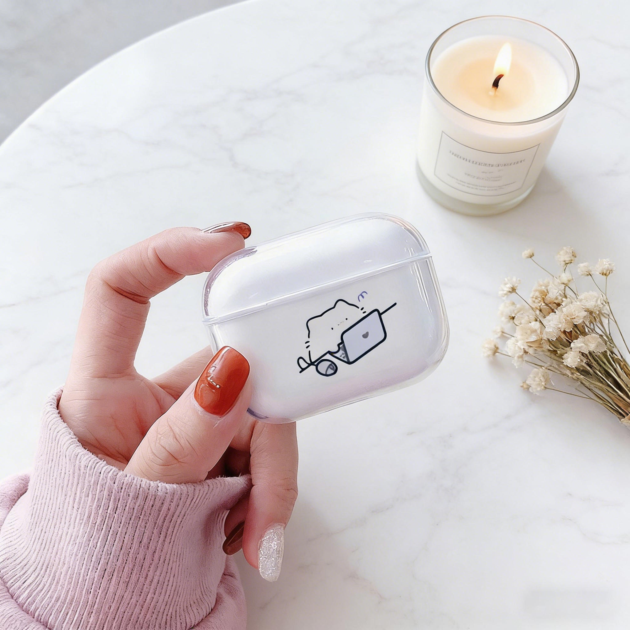 Headphone Case Hard - Schattige katten transparante oordopjeshoes voor Airpods